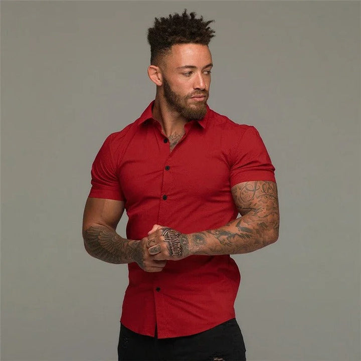Levoire | Noir Léger Mouvement Chemise Homme rouge