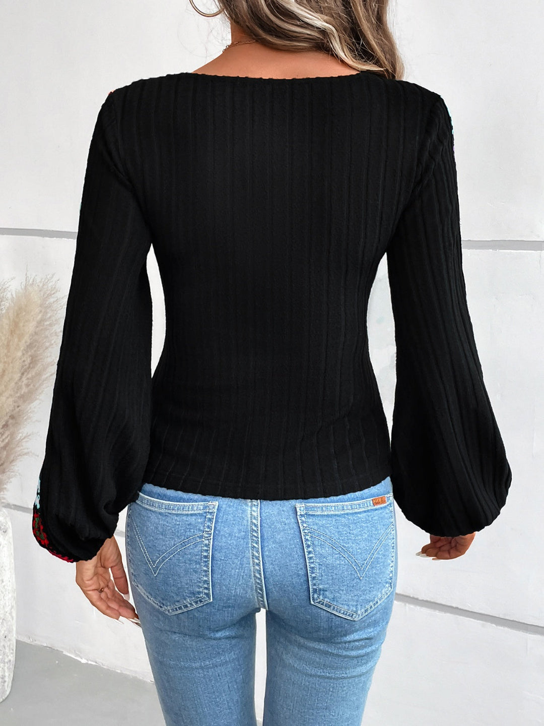 Levoire | V encolure Crochet Manches Longues Kérosène