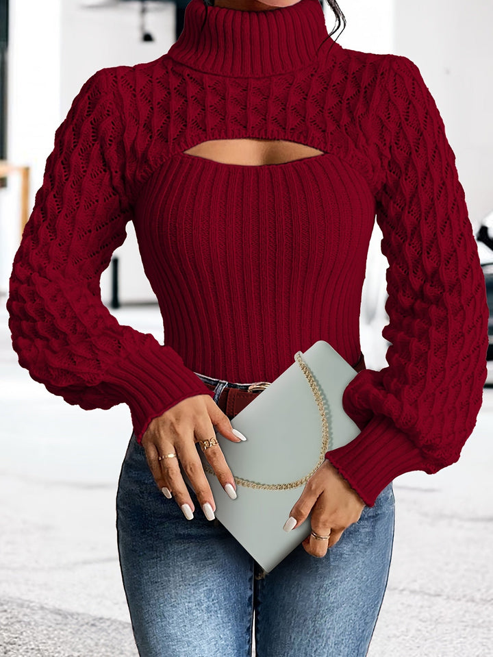 Levoire | Pull À Col Roulé Unicolore En Tricot Pointelle