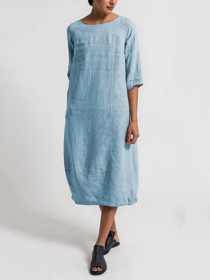 Levoire | Col rond Manches 3/4 Robe Bleu ciel