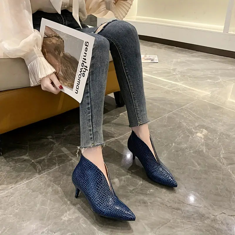 Levoire | Bottines À Talon Bas Bleu Roi