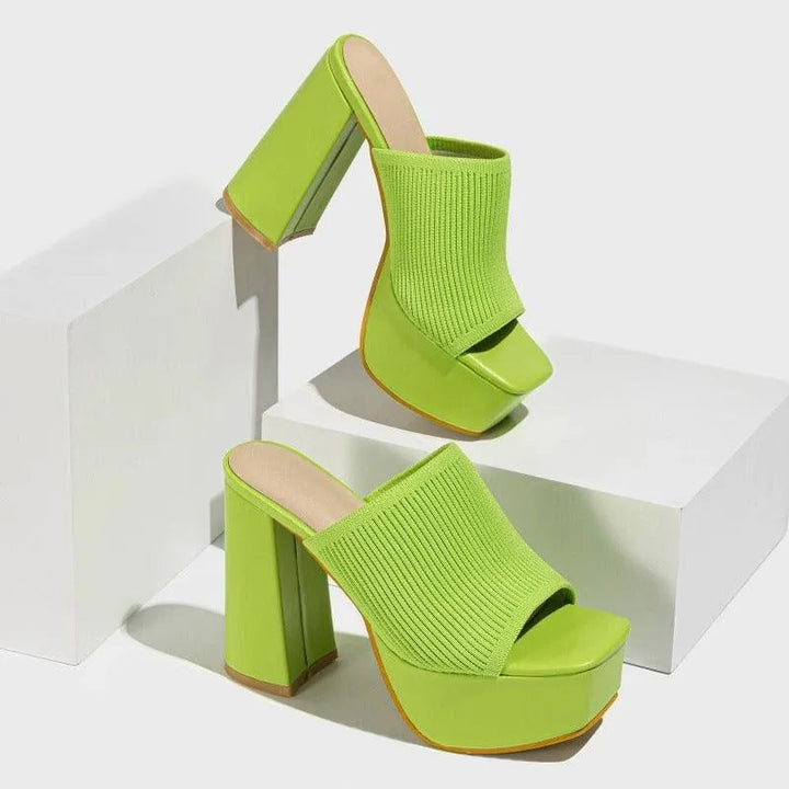 Levoire | Pantoufles d'été pour femmes en tricot Vert