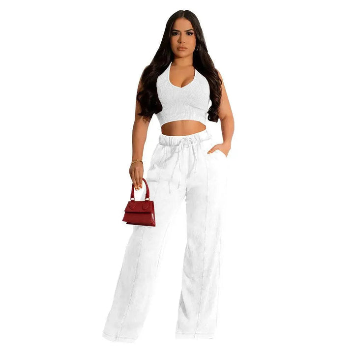 Levoire | Chemise femme avec jambes larges et taille élastique Blanc