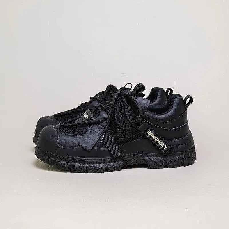 Levoire | Goffe Cuir Chaussures de Sport Noir