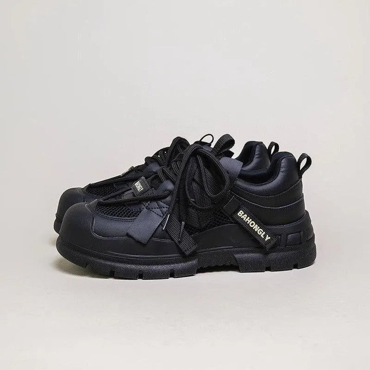 Levoire | Goffe Cuir Chaussures de Sport Noir