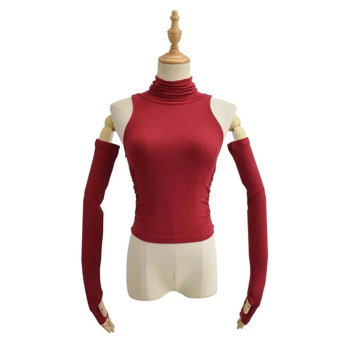 Levoire | T-shirt femme à manches repliables, coupe slim Rouge vin