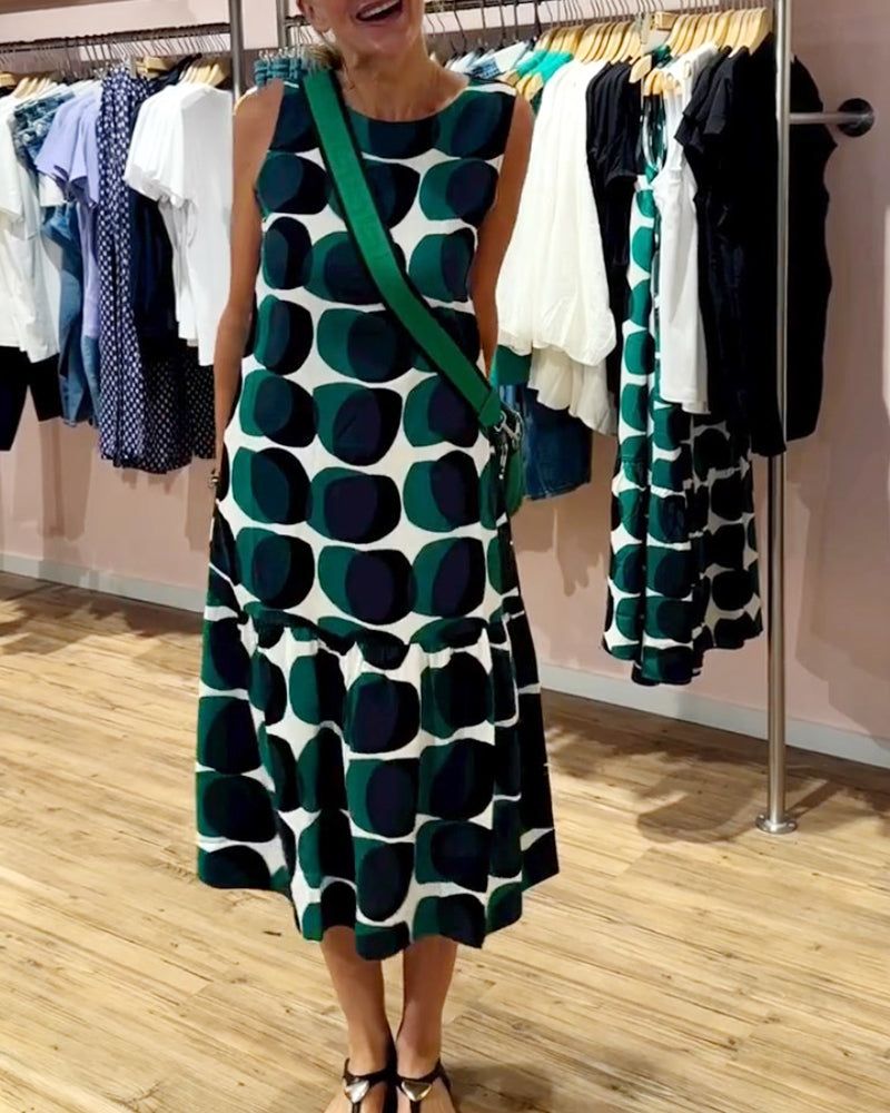 Levoire | T-Shirt Robe Imprimée Col Rond Sans Manches