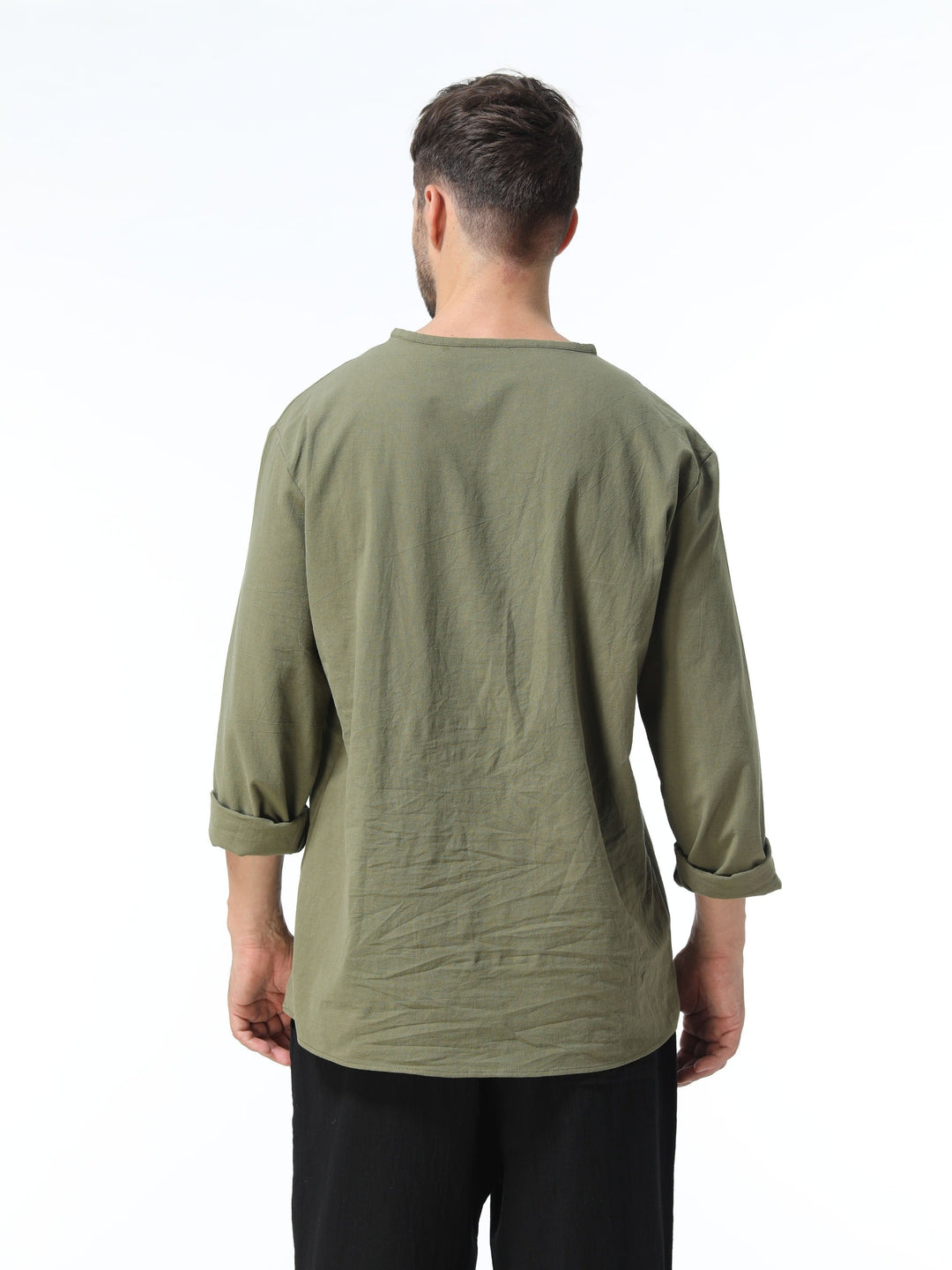 Levoire | T-Shirt Henley À Manches Longues En Mélange Coton-Lin Printemps/Automne