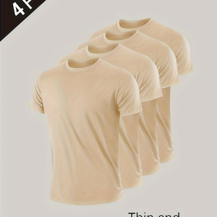 Levoire | T-Shirt Unicolore Pour Hommes À Manches Courtes Abricot