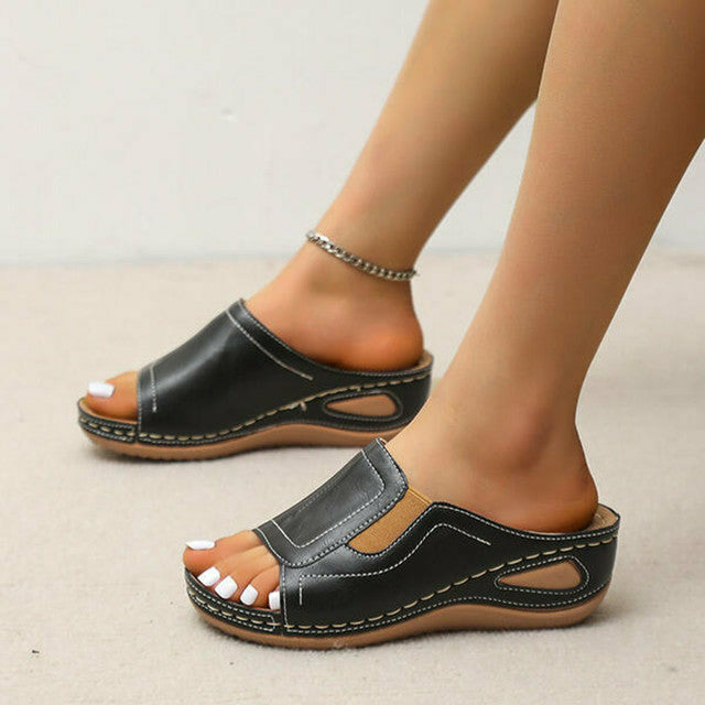 Levoire | Couleur Wedge Pantoufles Noir