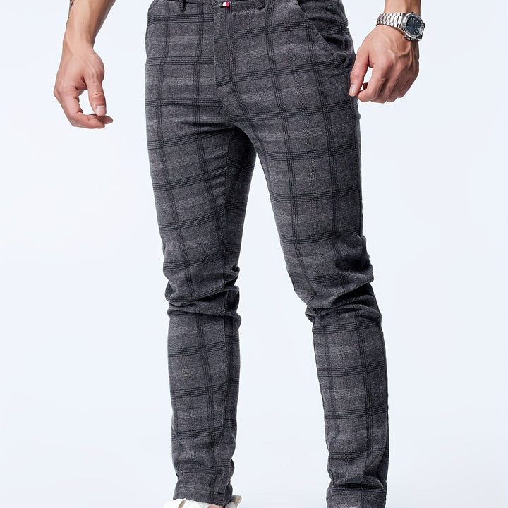 Levoire | Pantalons Décontractés Slim Fit À Motifs Pour Hommes gris