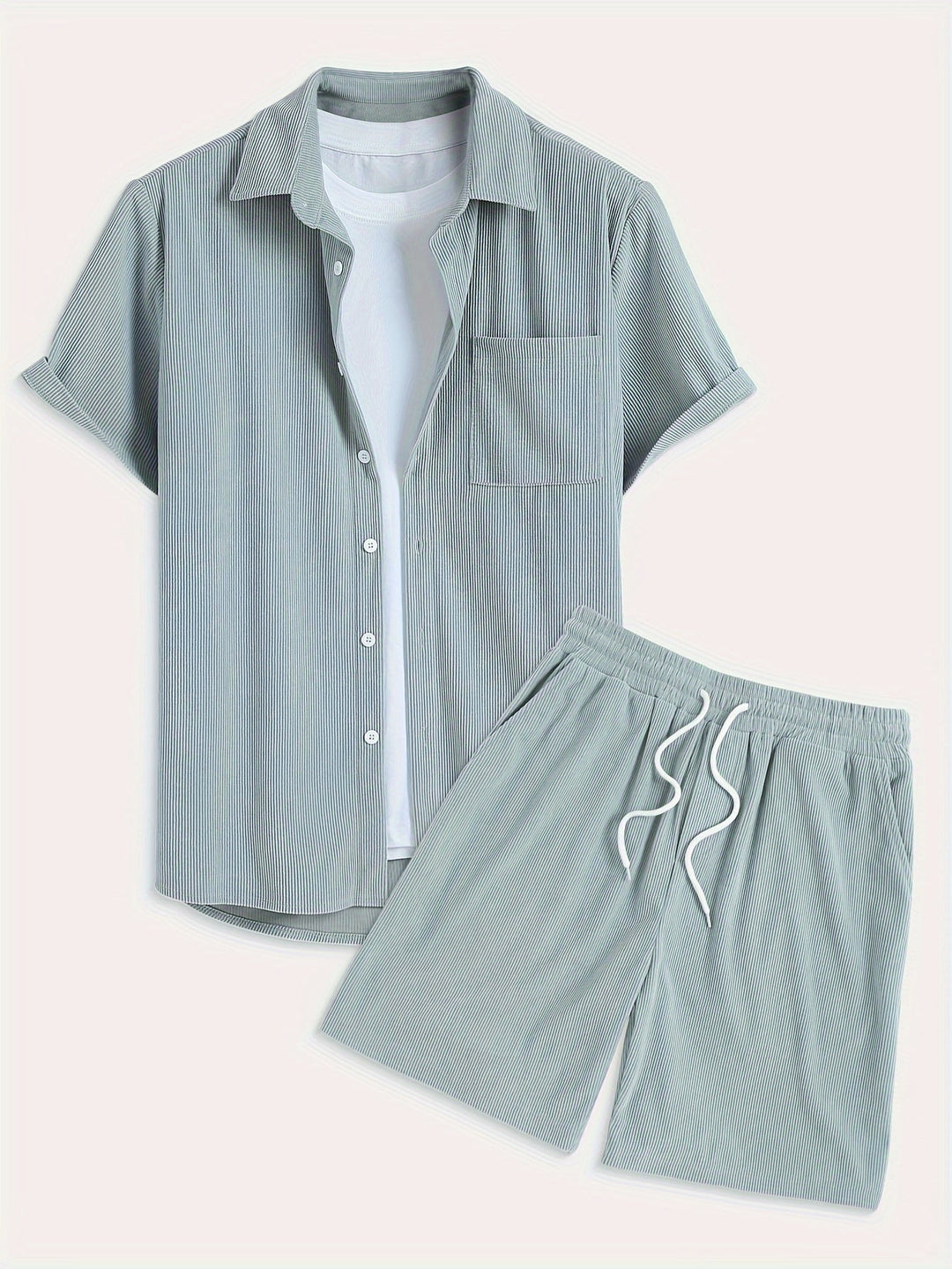Levoire | Ensemble D'Été Uni Avec T-Shirt Et Short Vert clair