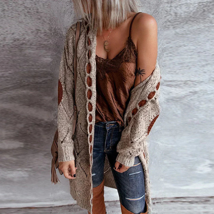 Levoire | Pull À Capuche Tricoté Tendance Cardigan Avec Patchs Contrastés
