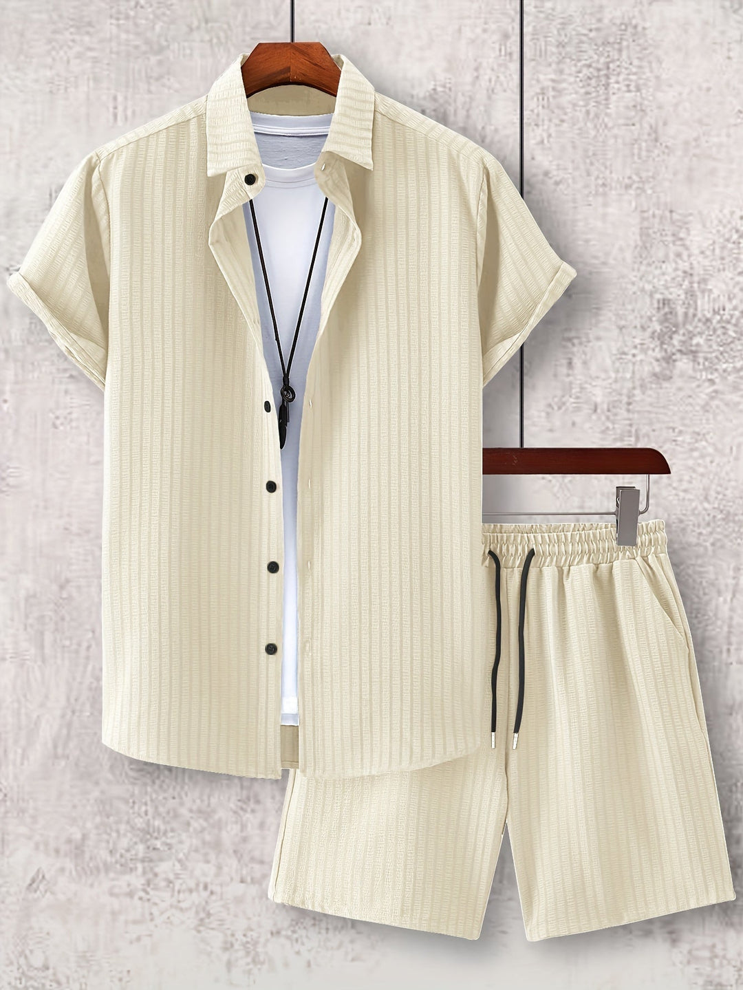 Levoire | Chemise Rayée À Revers Et Shorts Coordonnés Abricot