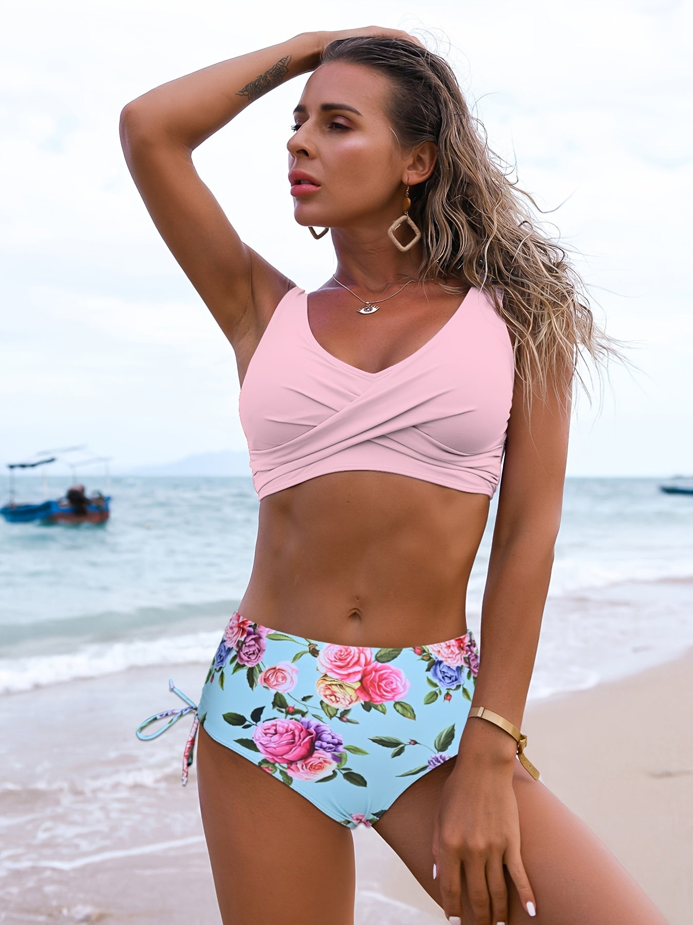 Levoire | Ensemble De Bikini Simple Avec Taille Haute Pour Femmes Rosa