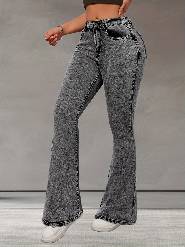 Levoire | Stretch Denim Flare Leg -Jeans Dans Une Couleur Unie Élégante
