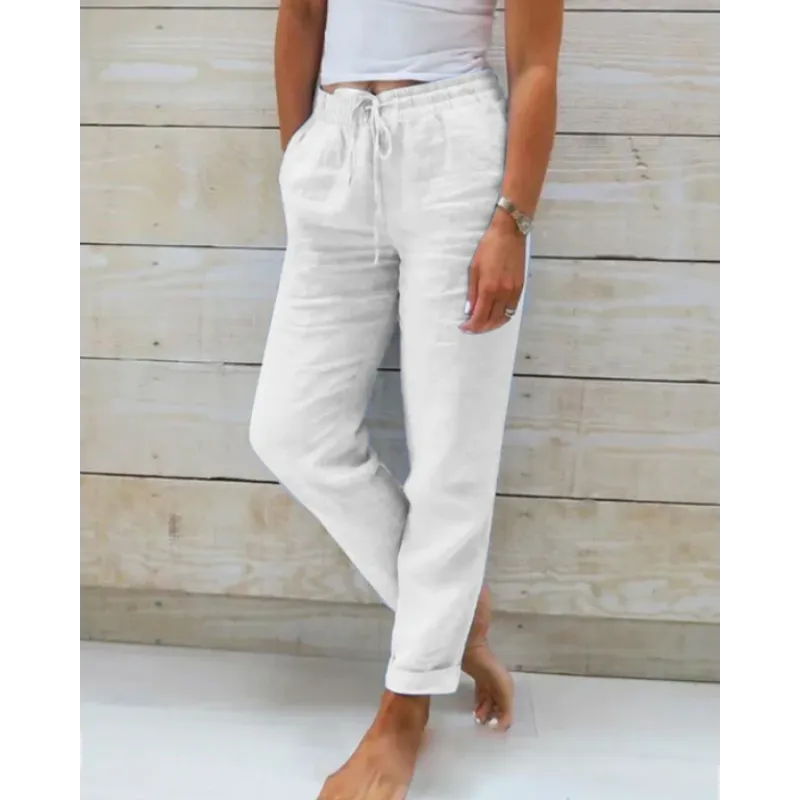 Levoire | Pantalon En Lin Stylé Pour Femmes Blanc