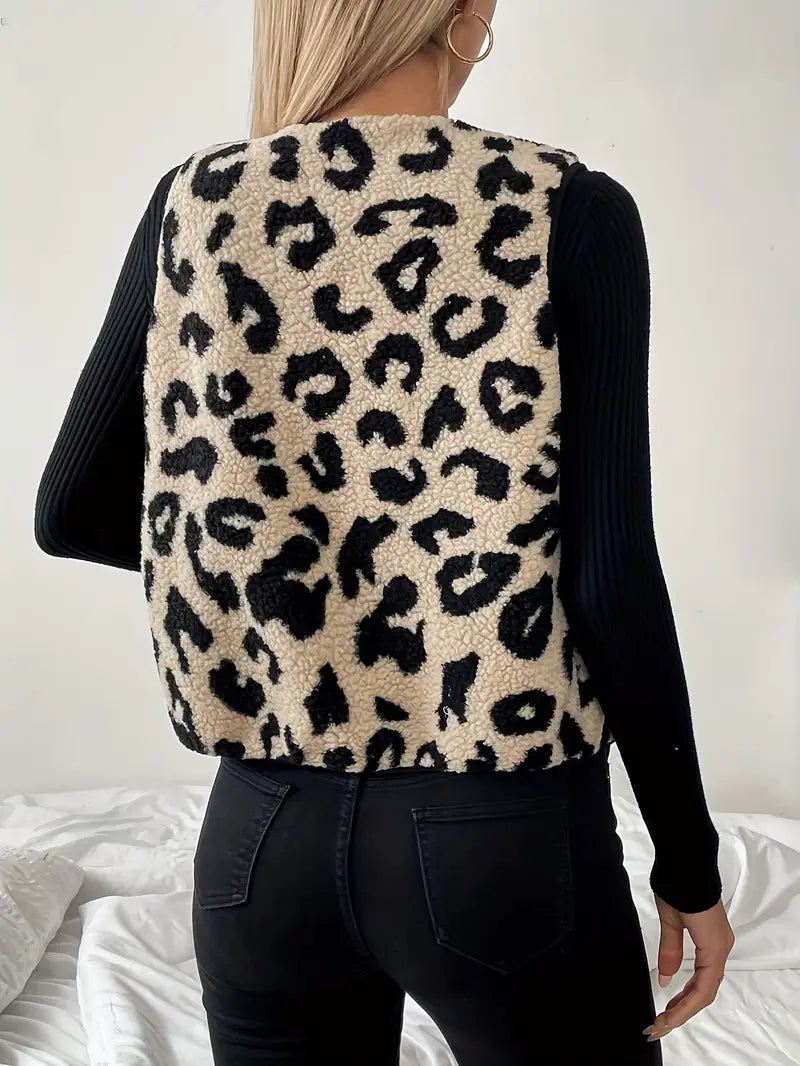 Levoire | Gilet Élégant Avec Motif Léopard Et Décolleté En V Pour Femmes