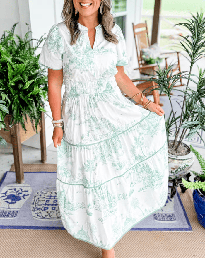 Levoire | Femmes Classique Charme Maxi Robe Vert