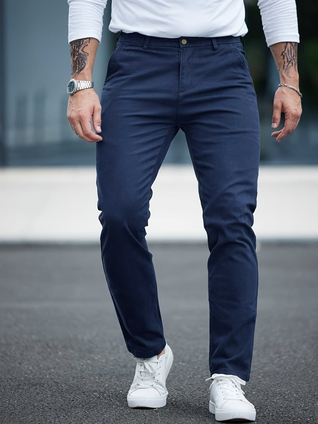 Levoire | Pantalon En Coton Slim Fit Pour Homme Avec Broderie Couleurs De Saison