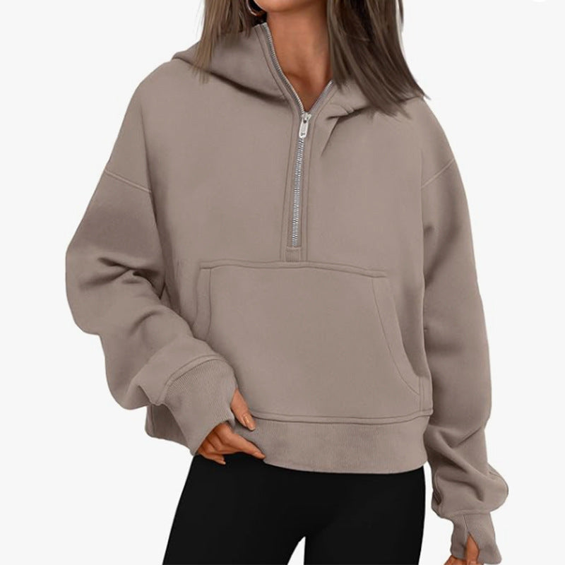Levoire | Sweatshirt Fermeture Éclair Automne Gris Brun