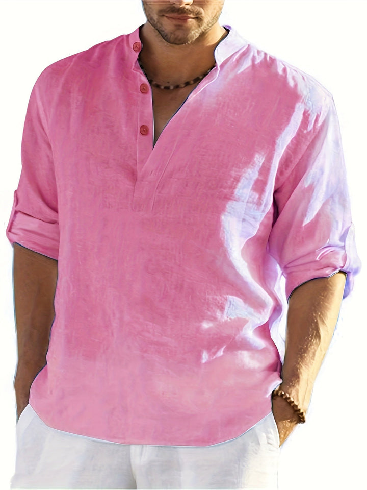 Levoire | Chemise Décontractée Légère À Manches Longues Pour Hommes Couleur rose pâle