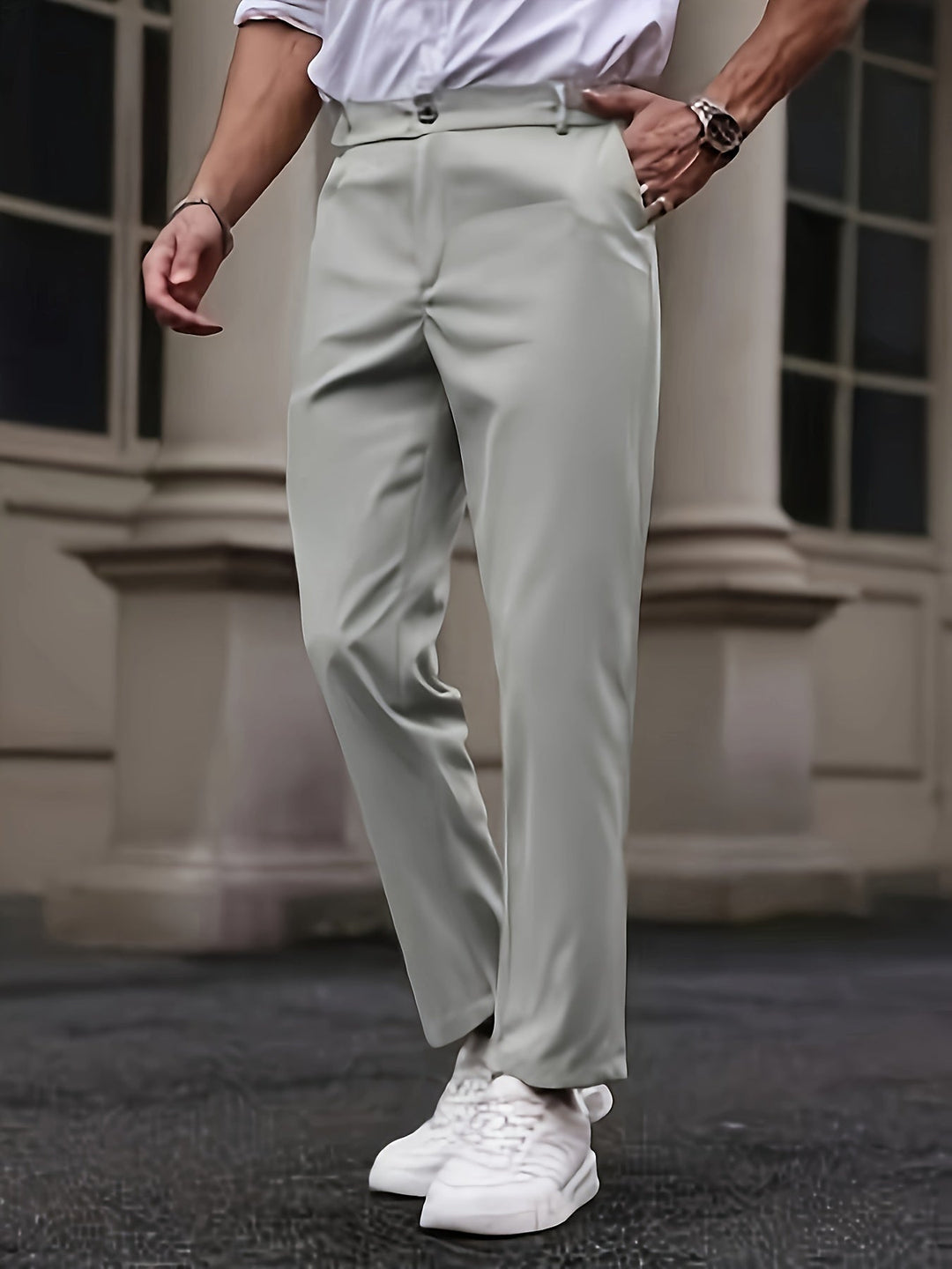 Levoire | Pantalons Pour Hommes En Polyester Uni Avec Fermeture Éclair
