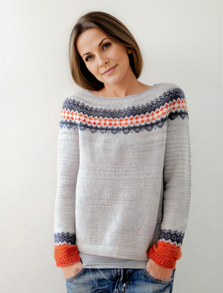 Levoire | Pull Tricoté Confortable Avec Imprimé Gris