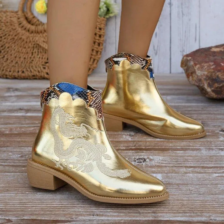 Levoire | Bottes hautes avec talon en boîte Saumon doré