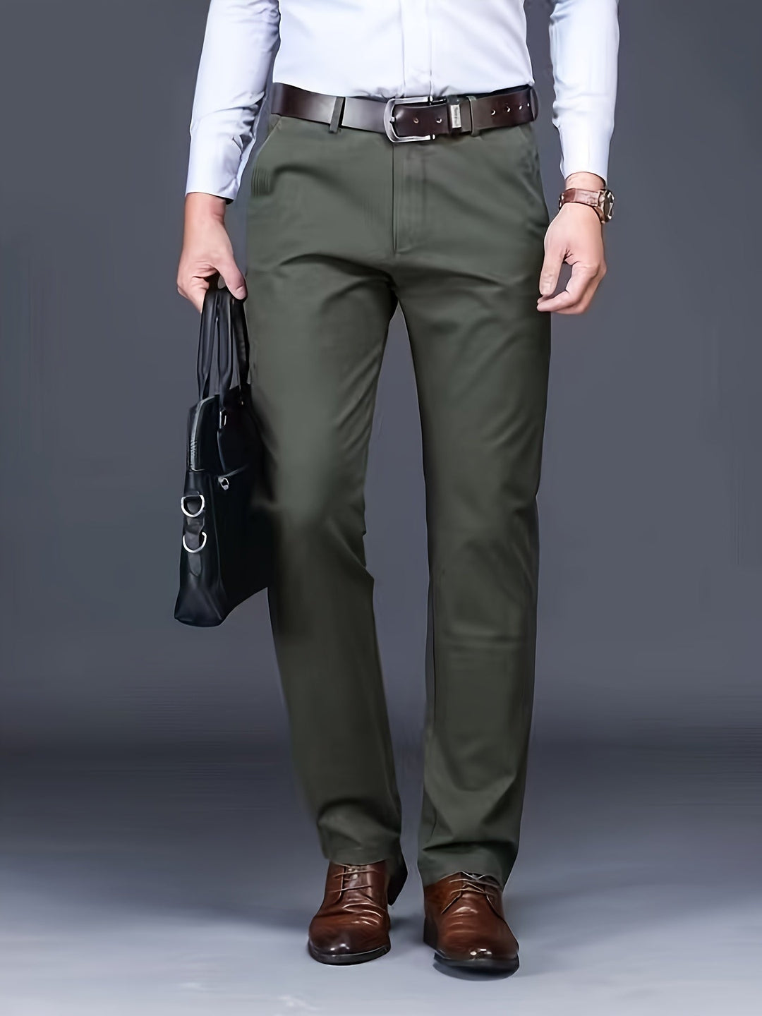 Levoire | Combinaison Élégante Pour Homme En Tissu Élastique Avec Un Design Uni Vert olive