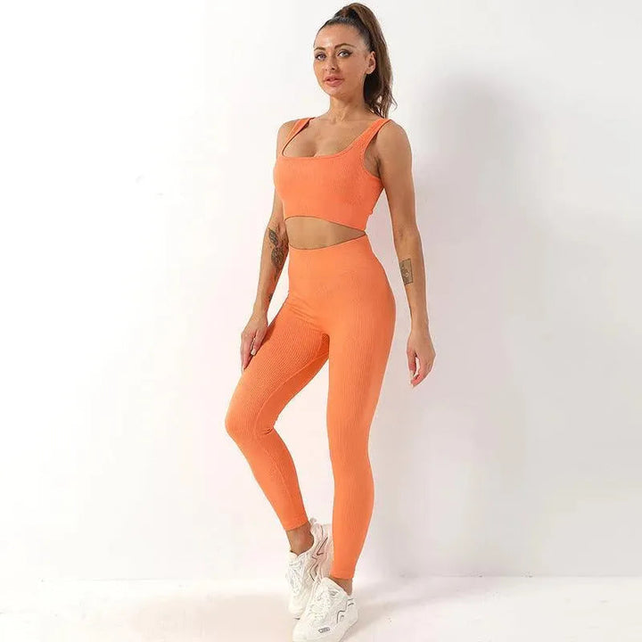Levoire | Pantalons de yoga associés à un débardeur de yoga facile orange Série Olkatu