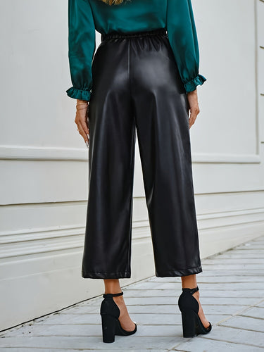 Levoire | Pantalons En Simili Cuir Unis Avec Taille Haute Et Jambe Droite