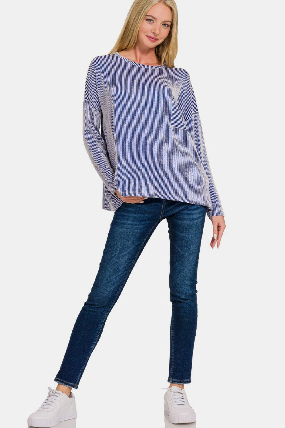 Levoire | Zenana Rayé Côtelé T-shirt à Manches Longues