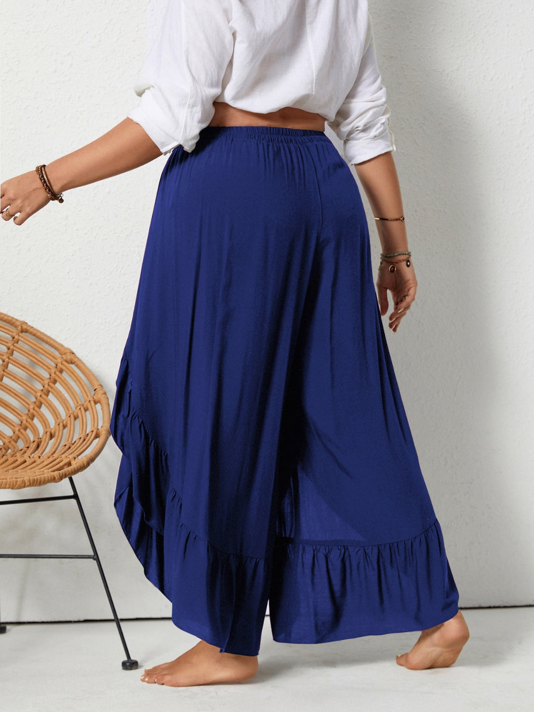 Levoire | Grande Taille Bleu Roi Pantalons Ample À Volants