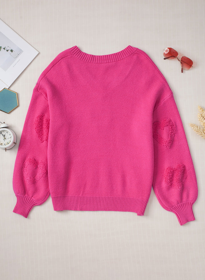 Levoire | Rosa Pull En Tricot Avec Détails Cœur En Perles Pour Femmes