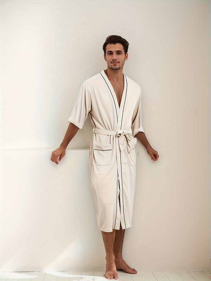 Levoire | Peignoir Pour Homme Élégant À Manches Courtes Et Poches Doubles