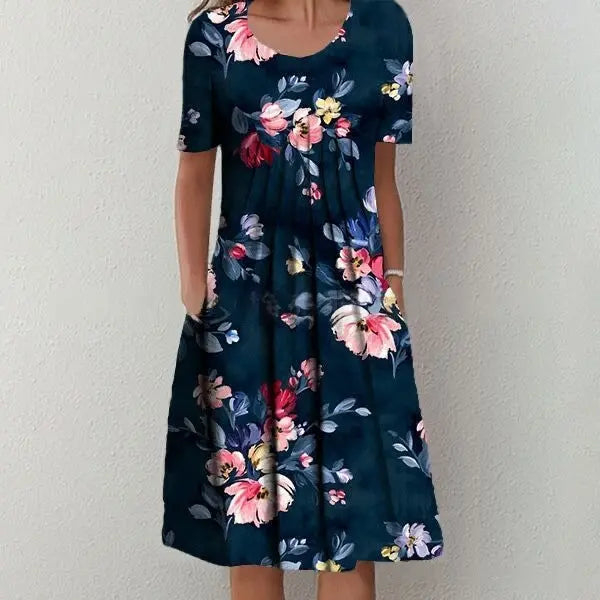 Levoire | Robe midi de plage avec poches et imprimé vintage Bleu marine