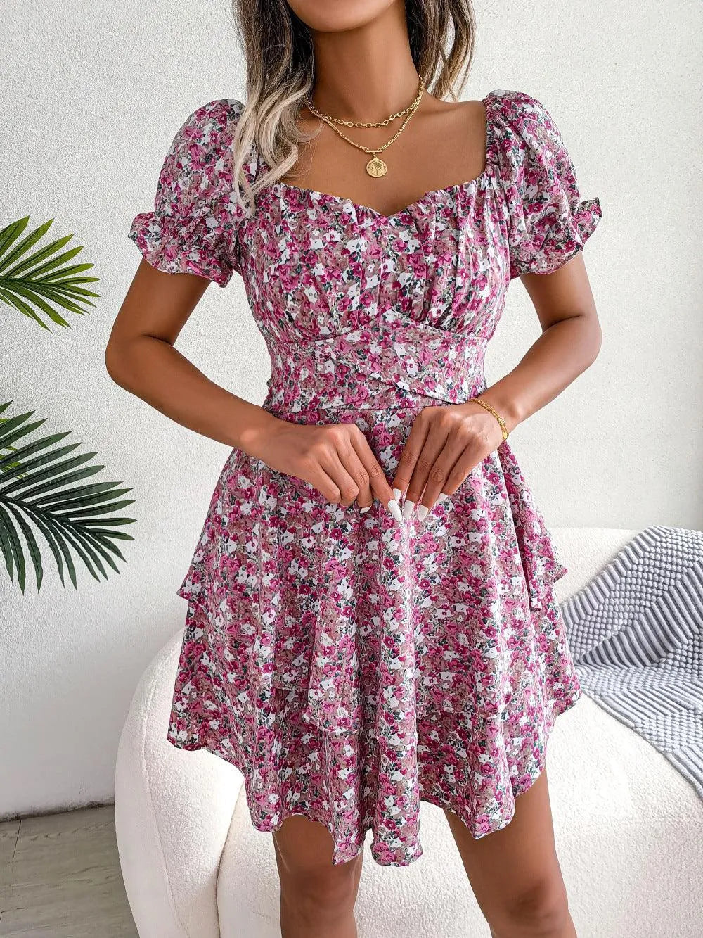 Levoire | Robe d'été à taille haute à manches courtes