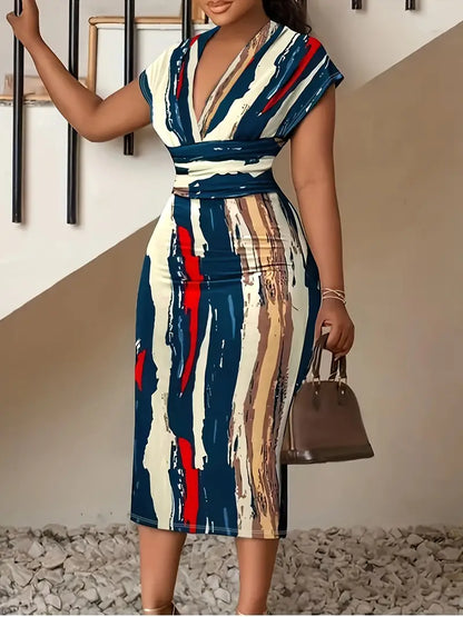 Levoire | Robe Décontractée, À Manches Courtes, Ajustée Couleur mixte