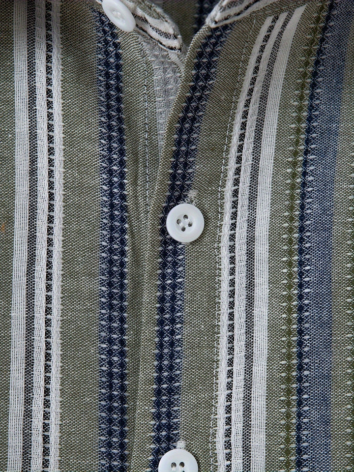 Levoire | Chemise En Coton Lin Rayée Pour Hommes Pour Un Look Décontracté
