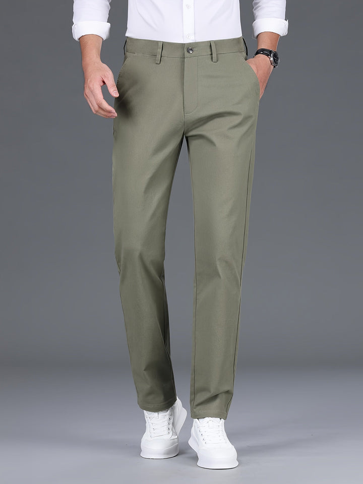 Levoire | Affaires Détendues Ajustement Étroite Pantalons Pour Hommes Avec Poches vert olive