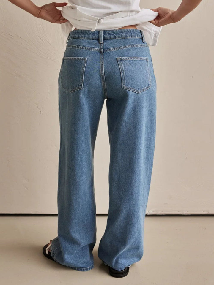 Levoire | Femme Contrast Coupe Droite Jeans Avec Poches