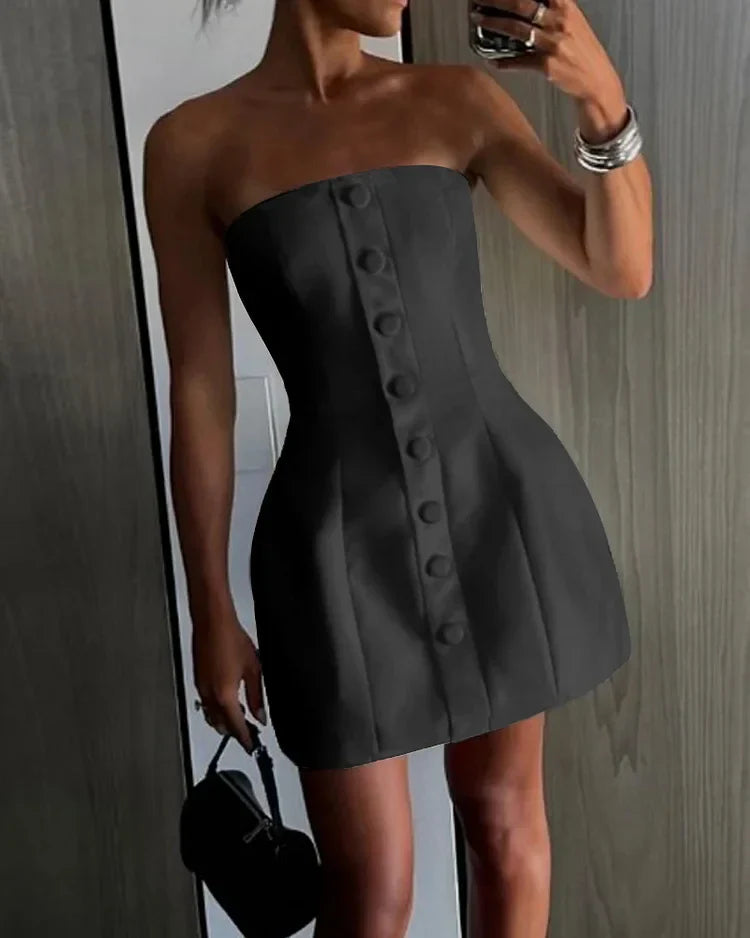 Levoire | Robe Avec Fermeture À Boutons Devant Noir