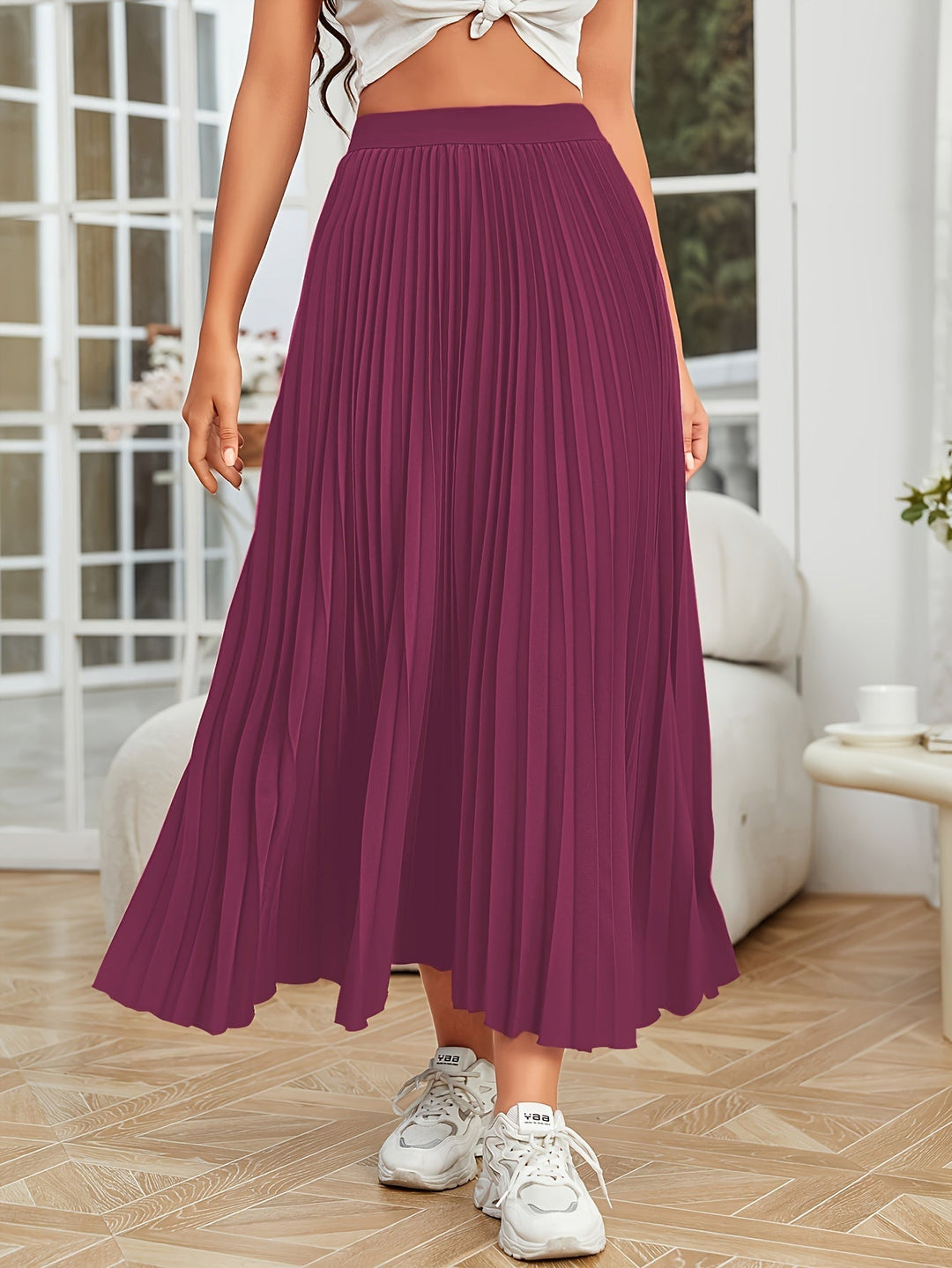 Levoire | Plissé Uni Boucle Coupe Jupe Fuchsia