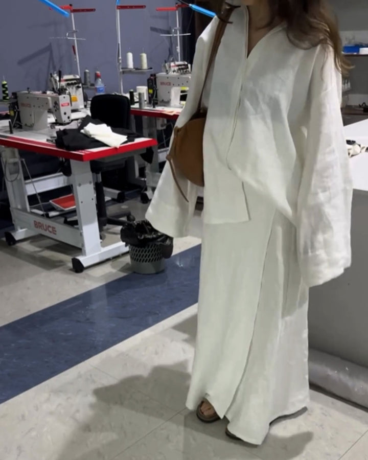 Levoire | Ensemble Élégant Avec Blouse Et Jupe Blanc