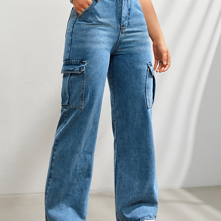 Levoire | Rennot Denim Cargo-Pantalons Avec Jambe Large Et Taille Haute