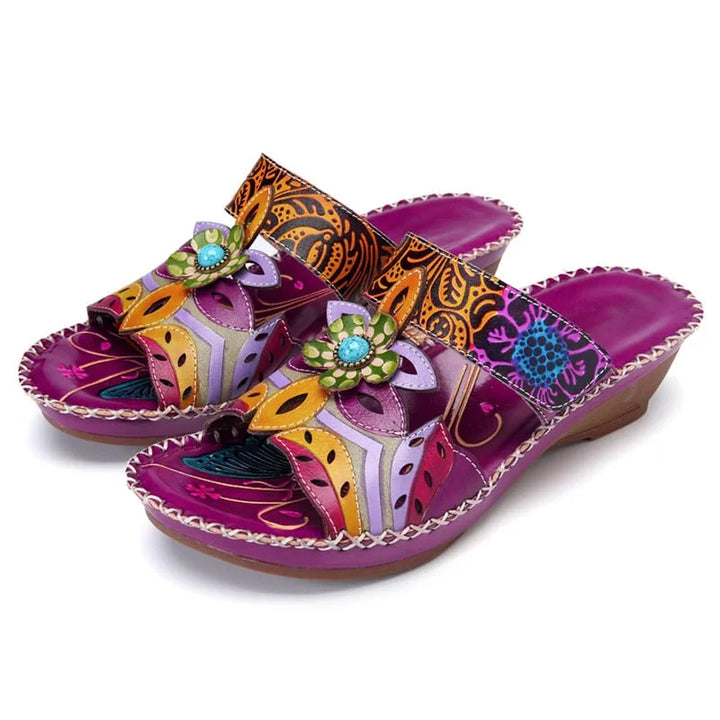 Levoire | Sandales orthopédiques antidérapantes böömiläiset à motif floral Lila