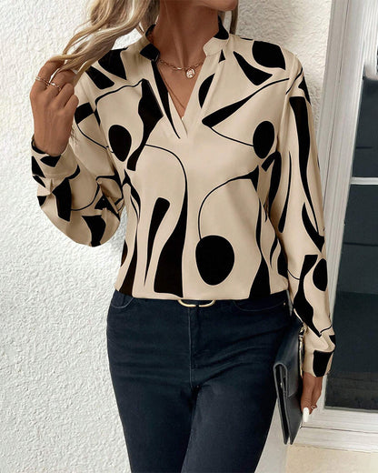 Levoire Blouse | Blouse tendance stylée avec motif de luxe et manches longues