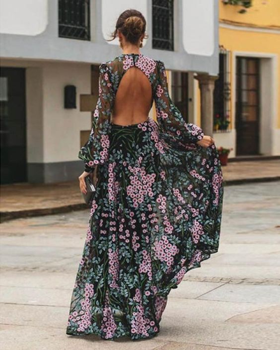 Levoire | Année Fleurs Dos Nu Maxi Robe 2XL