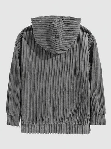 Levoire | Sweat À Capuche En Corduroy Vintage Pour Hommes Avec Col Haut Et Poche Kangourou